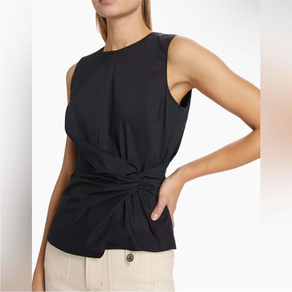 Veronica Beard NWT Bisa Twisted Stretch Cotton
Poplin Top Black Sz 2 MSRP $248 - Picture 1 of 8